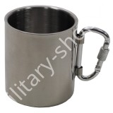 ÚJ4626, FÉM DUPLA FALÚ BÖGRE, KARABINERES  FÜLLEL ,300 ml , 33374